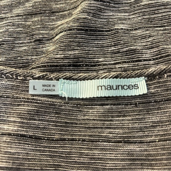 Maurice's Women's Top Shirt Metallic Silver Stripe Scrunched Sides Size Large - Picture 3 of 8